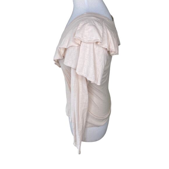 NATION LTD KELSEY RUFFLED ROMANCE TEE Antique Long Sleeve V Neck Small - Picture 9 of 16